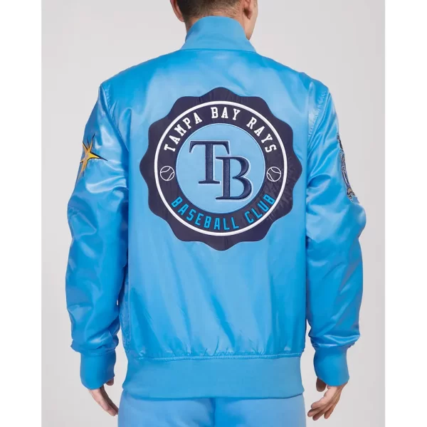 University Blue Tampa Bay Rays Crest Emblem Full-Snap Satin Jacket