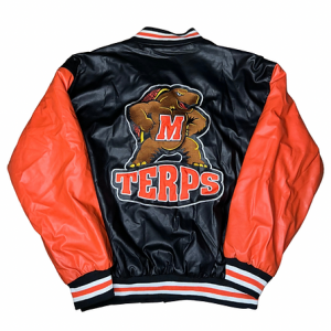 University of Maryland Vintage Embroidered Terrapins Leather Faux Jacket