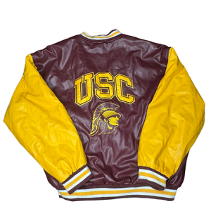 University of Southern California Vintage Embroidered Faux Leather Brown Jacket