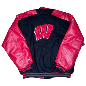 University of Wisconsin Embroidered Badgers Wool Leather Jacket