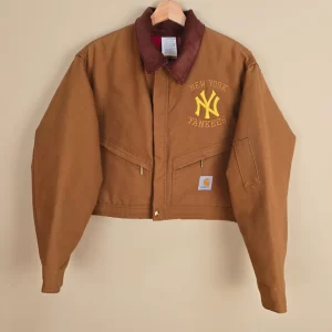 Vintage Carhartt X NY Yankees Crop Brown Jacket