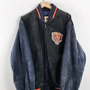 Vintage Chicago Bears NFL Black Leather Jacket