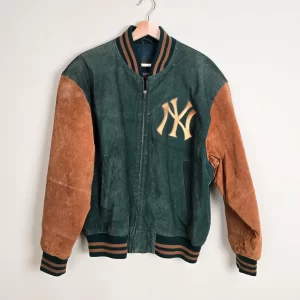 Vintage NY Yankees Suede Leather Green Jacket