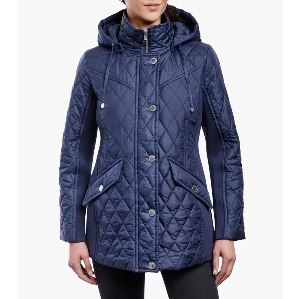 Women’s Zip Front Diamond Quilted Hooded Jacket