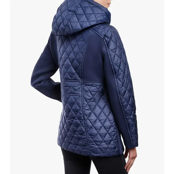 Women’s Zip Front and Full-Snap Diamond Hooded Quilted Jacket