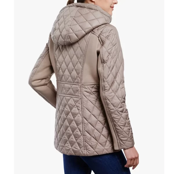 Women’s Zip Front and Full-Snap Diamond Hooded Quilted Jacket