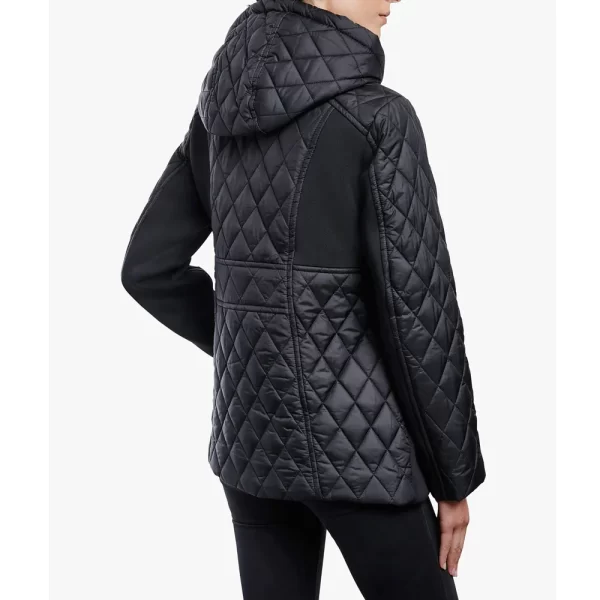 Women’s Zip Front and Full-Snap Diamond Hooded Quilted Jacket