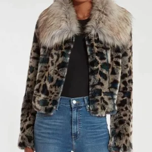 Wynonna Earp Waverly Leopard Grey Faux Fur Jacket