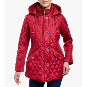 Women’s Zip Front Diamond Quilted Hooded Jacket