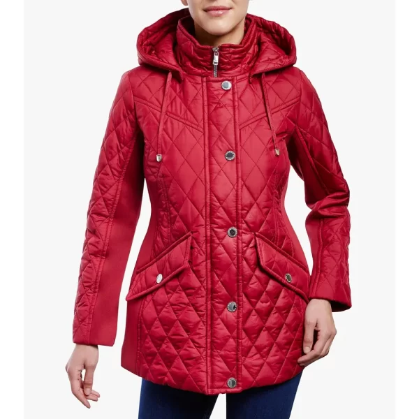 Women’s Zip Front Diamond Quilted Hooded Jacket