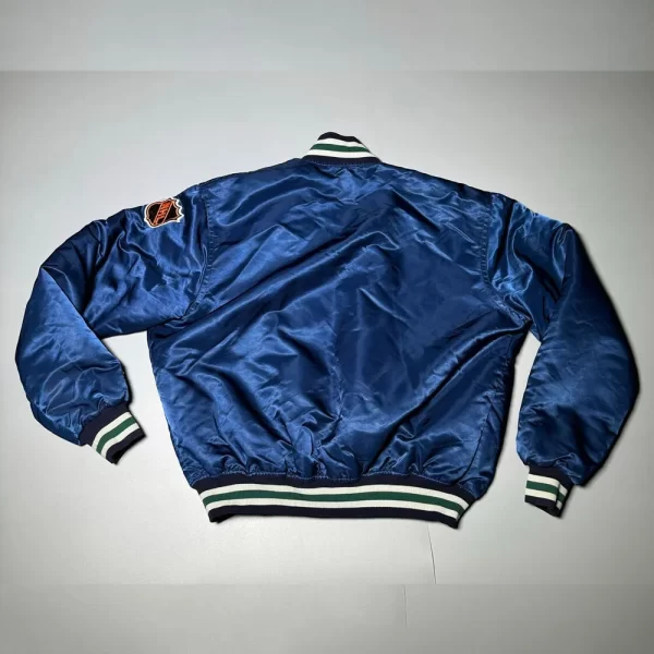 90s Hartford Whalers Full-Snap Satin Bomber Jacket