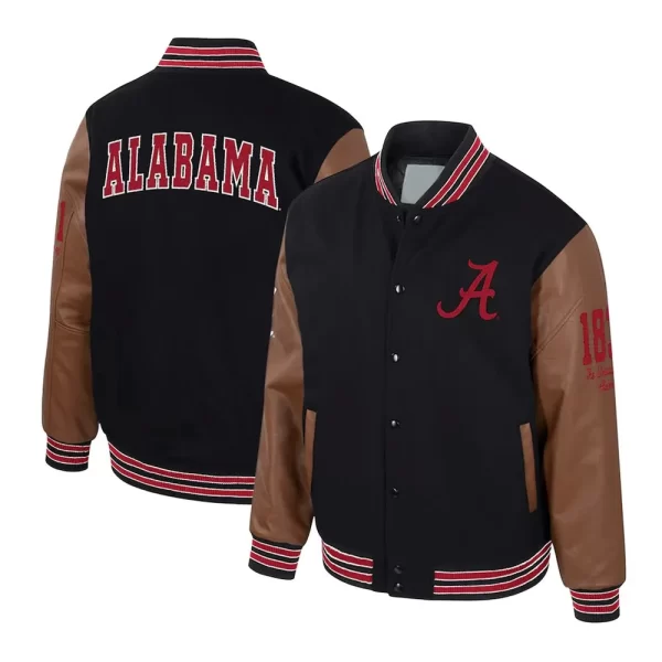 Alabama Crimson Tide Navy & Brown Letterman Jacket