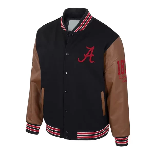 Alabama Crimson Tide Navy and Brown Letterman Jacket