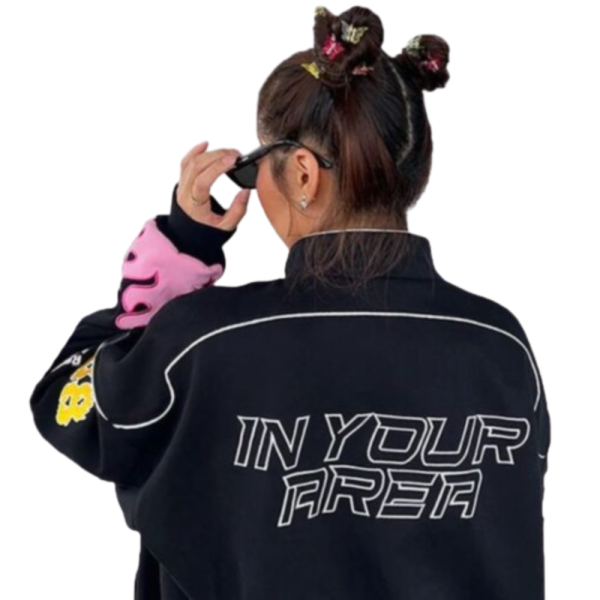 Born Pink Racing Black Cotton Jacket