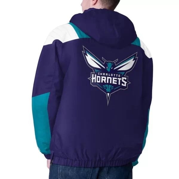 Charlotte Hornets Charger Half-Zip Pullover Purple Teal Jacket