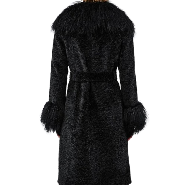 Charlotte Simone Taylor Swift Black Faux Fur Trench Coat