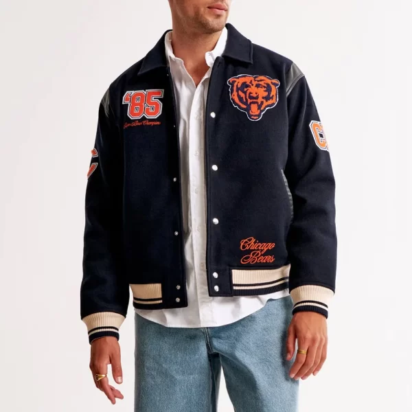 Chicago Bears 1985 Super Bowl Champions Varsity Navy Wool Jacket