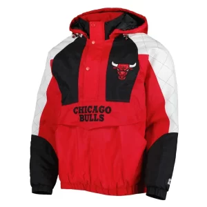 Chicago Bulls Body Check Half-Zip Red Hooded Jacket