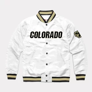 Colorado Buffaloes White Varsity Satin Jacket