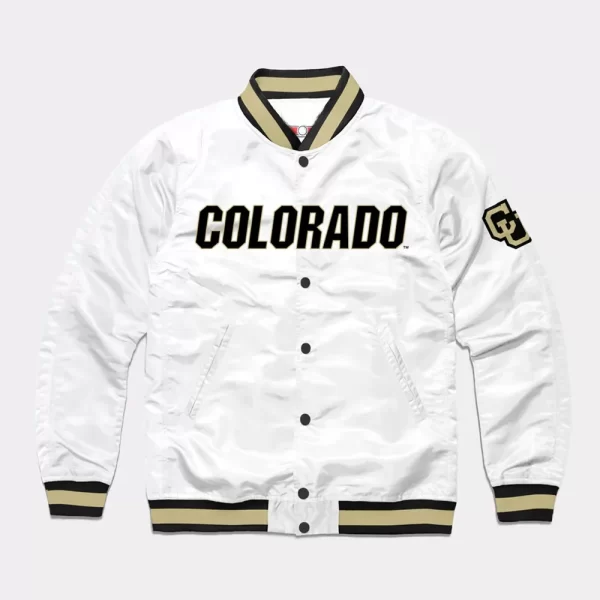 Colorado Buffaloes White Varsity Satin Jacket