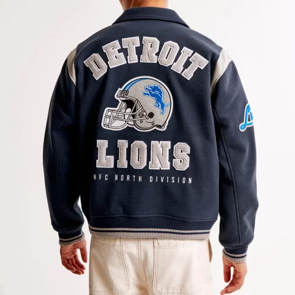 Defend The Den Detroit Lions Varsity Navy Wool Jacket