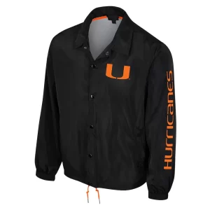 Gain Miami Hurricanes Black Coaches Jacket