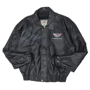 Get Vintage Mad House Corvette Black Leather Jacket