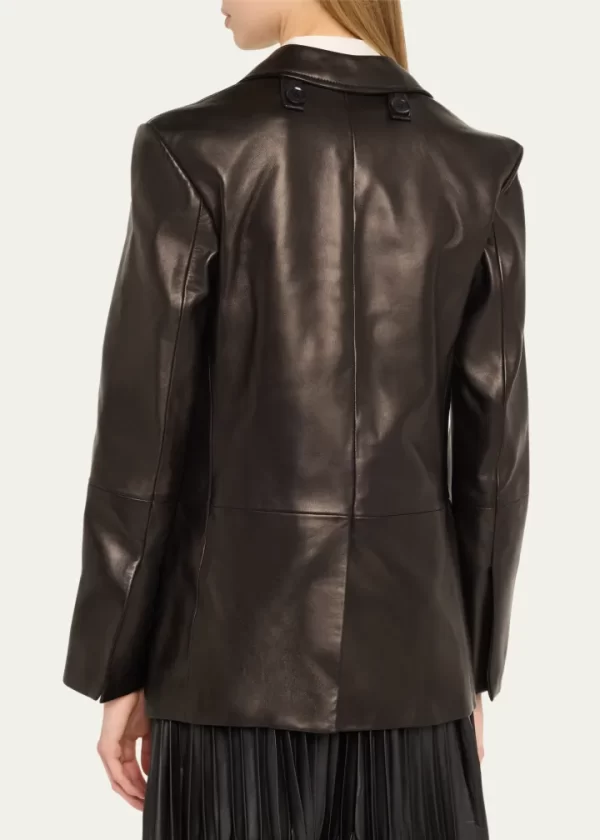 Hayes Open-Front Lambskin Black Leather Jacket