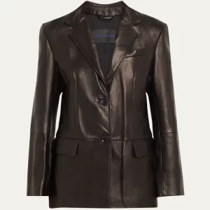 Hayes Open-Front Lambskin Leather Black Jacket