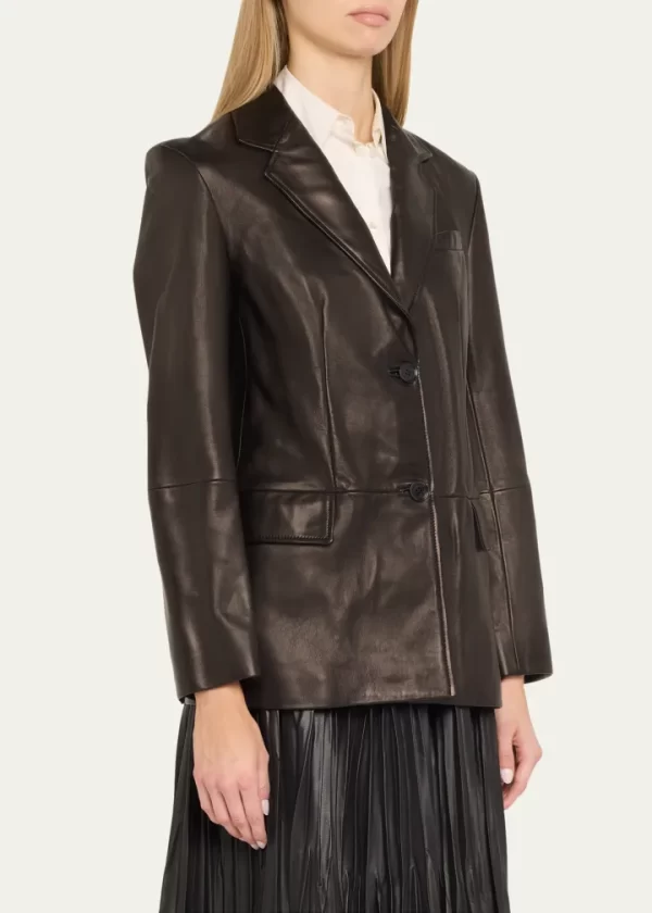 Hayes Open-Front Lambskin Leather Jacket