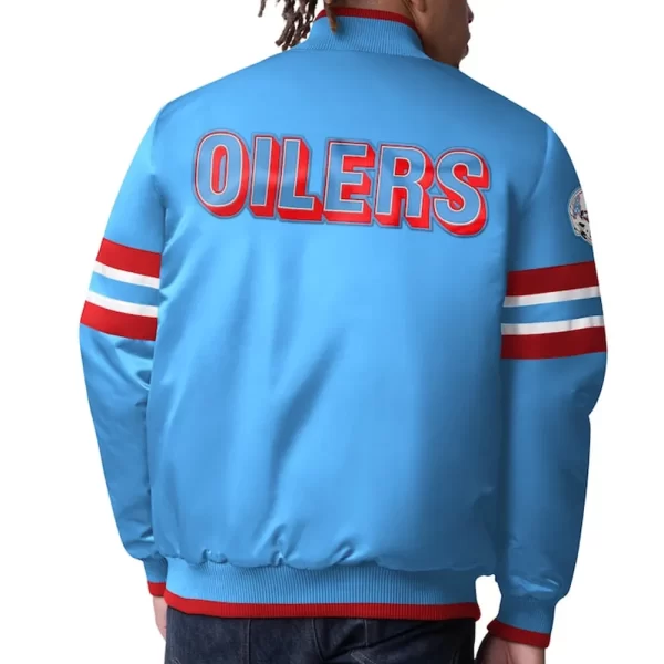 Houston Oilers Scout I Varsity Light Blue Satin Jacket