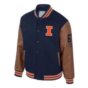 Illinois Fighting Illini Navy and Brown Letterman Jacket