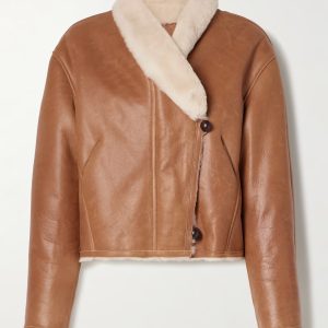 Isabel Marant Eriana Cropped Brown Shearling Jacket