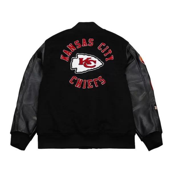 Kansas City Chiefs Blackout Varsity Wool Leather Jacket