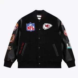 Kansas City Chiefs Blackout Vintage Logo Wool Varsity Jacket