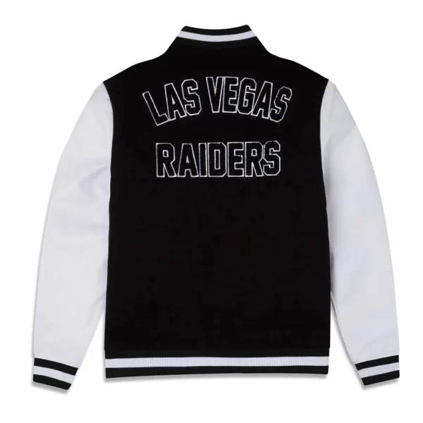 Las Vegas Raiders 3rd Down Black Varsity Wool Leather Jacket