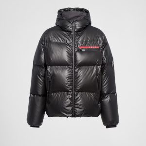 Light Re-Nylon hooded Black Puffer Jacket