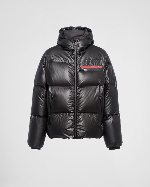 Light Re-Nylon hooded Black Puffer Jacket