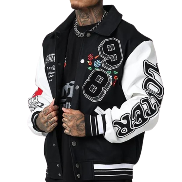 Loiter Racing Black Wool Varsity Jacket