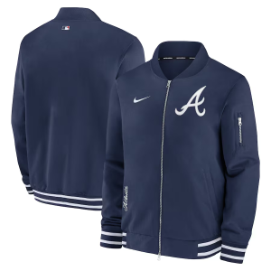 Men's Atlanta Braves Nike Navy Authentic Collection Bomber Jacket