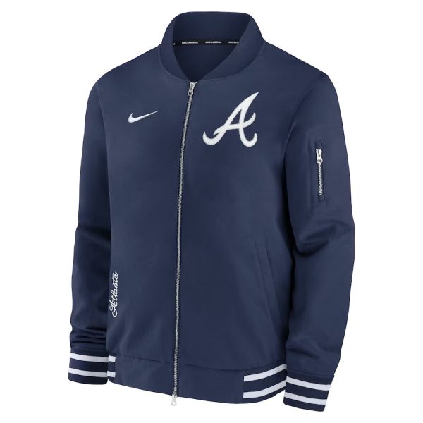 Men's Atlanta Braves Nike Navy Authentic Collection Full-Zip Bomber Jacket