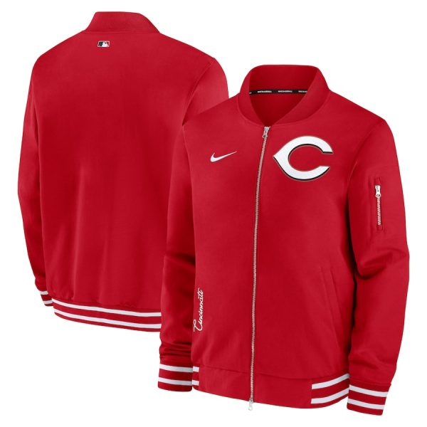 Men's Cincinnati Reds Nike Red Authentic Collection Bomber Jacket