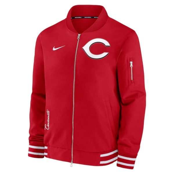 Men's Cincinnati Reds Nike Red Authentic Collection Full-Zip Bomber Jacket