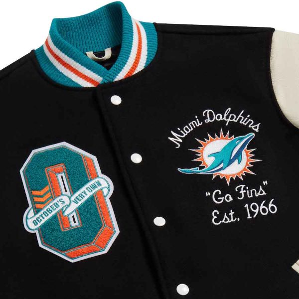 Men's Miami Dolphins OVO Full-Snap Varsity Jacket - Black