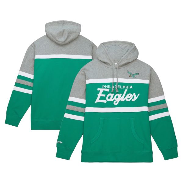 Men's Philadelphia Eagles Mitchell & Ness Kelly Green Gray Head Coach Hoodie