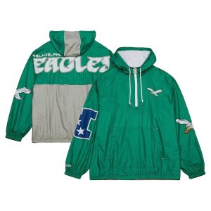 Men's Philadelphia Eagles Mitchell & Ness Kelly Green Team OG Anorak Windbreaker