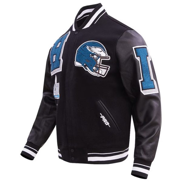 Men's Philadelphia Eagles Pro Standard Black Mash Up Full-Zip Varsity Jacket