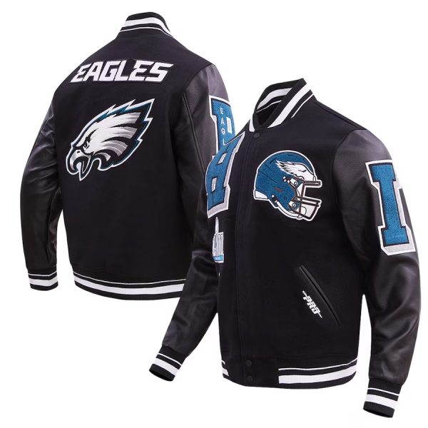 Men's Philadelphia Eagles Pro Standard Black Mash Up Varsity Jacket