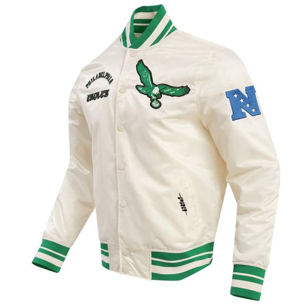 Men's Philadelphia Eagles Pro Standard Cream Retro Classic Satin Full-Snap Jacket