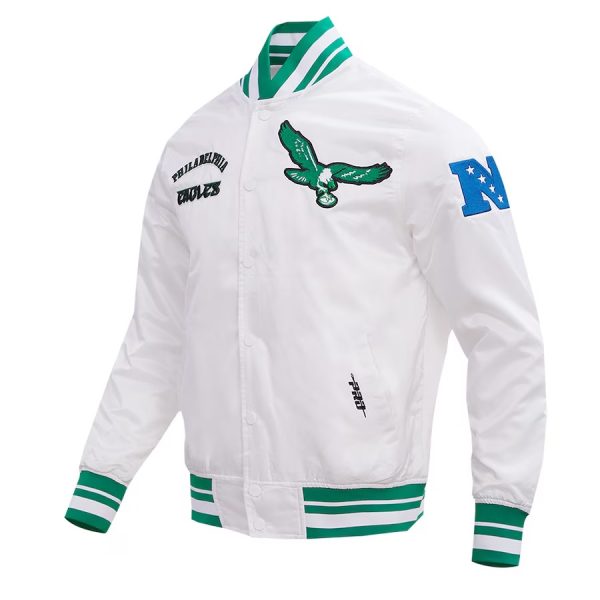 Men's Philadelphia Eagles Pro Standard White Retro Classic Satin Full-Snap Jacket